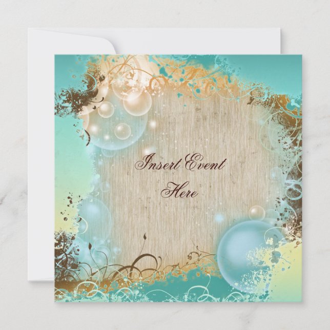 Beach theme wedding - elegant party invitation (Front)