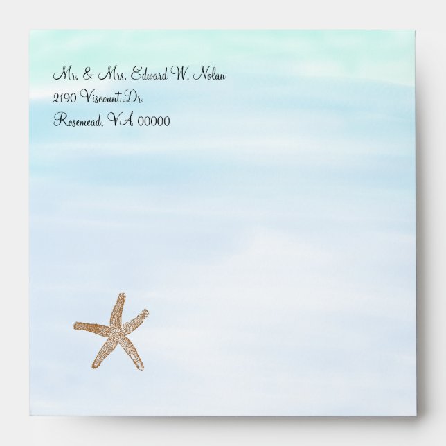 Beach Theme Wedding Envelope (Front)
