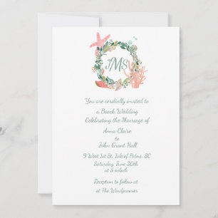 Beach Theme Wedding, Graduation, Nautical Party Invitation