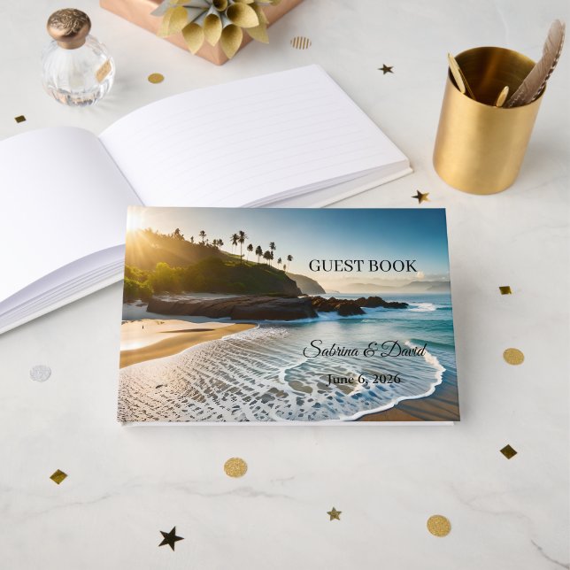 Beach Theme Wedding Guest Book (Front Open)