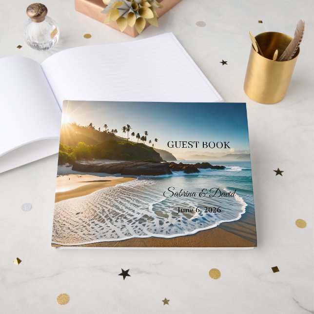 Beach Theme Wedding Guest Book (Front Open)