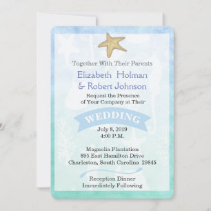 Beach Theme Wedding Invitation