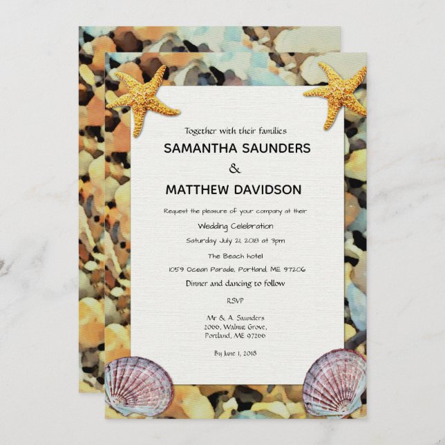Beach Theme Wedding Invitation (Front/Back)