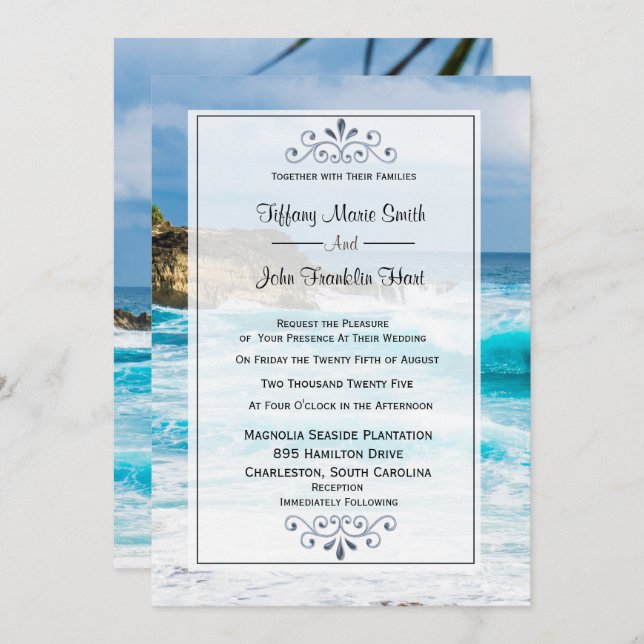 Beach Theme Wedding Invitation (Front/Back)