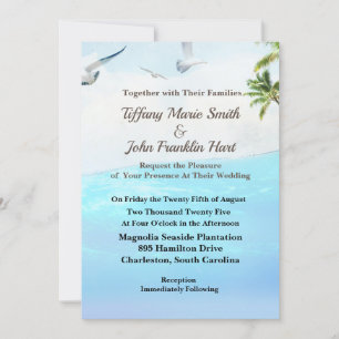 Beach Theme Wedding Invitation