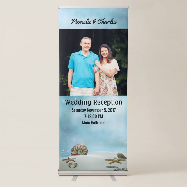 Beach Theme Wedding Photo Retractable Banner (Front)
