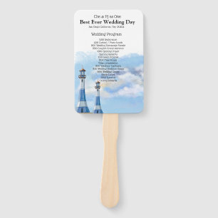 Beach Theme Wedding Program Hand Fan