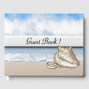 Beach Theme Wedding Rings Guest Book