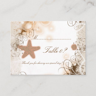 Beach theme wedding ~ table number card