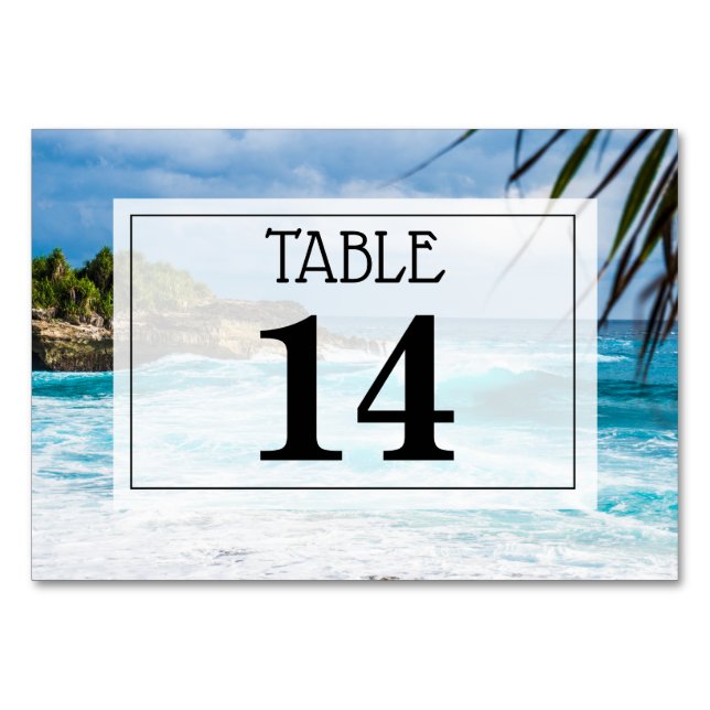 Beach Theme Wedding Table Number Card (Front)