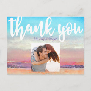 Beach Theme Wedding Thank You Postcard