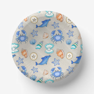 Beach Themed Baby Shower or Birthday Party Paper Plate