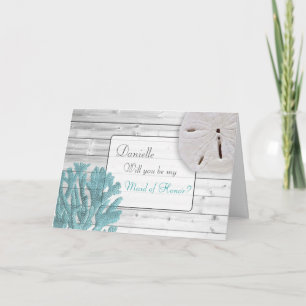 Beach Themed Be My Maid of Honour Proposal Card