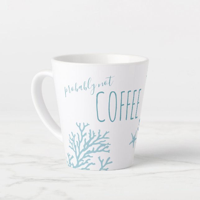 Beach Themed Blue Octopus Watercolor Art Latte Mug (Left Angle)