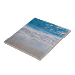 Beach Themed Blue White Ocean Waves Nautical Tile<br><div class="desc">Ocean waves blue white nautical bathroom wall tile. Beautiful water and sandy beach themed scene design. Decorate in style with this chic,  trendy,  modern,  elegant,  cool tropical sea inspired item. Image copyright Marg Seregelyi Photography.</div>