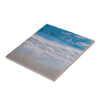 Beach Themed Blue White Ocean Waves Nautical Tile