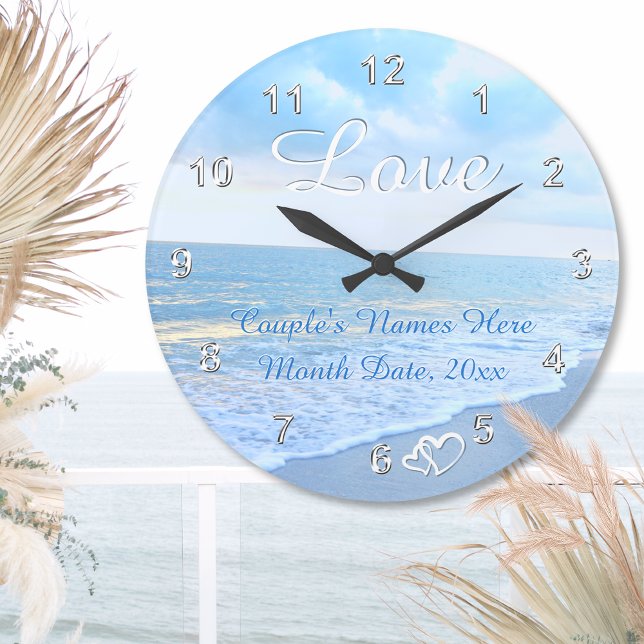 Beach Themed Bridal Shower Gifts, Beach Wall Clock (Beach themed wedding gifts. Beach Wall Clocks. Destination Wedding Gift Ideas.  Destination Wedding.)