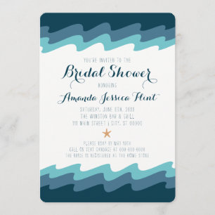 Beach Themed Bridal Shower Invitation - Blue Wave