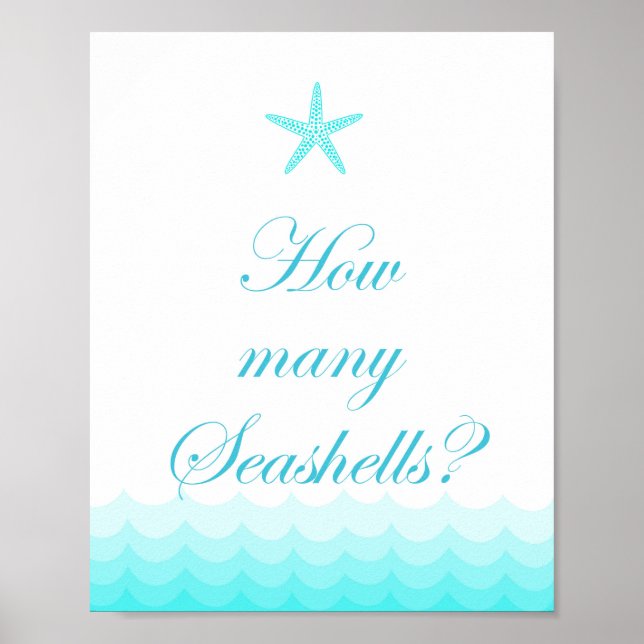 Beach themed bridal shower sign 8x10" (Front)