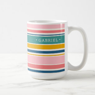 Beach Themed Colour Stripes Add Your Name Coffee Mug
