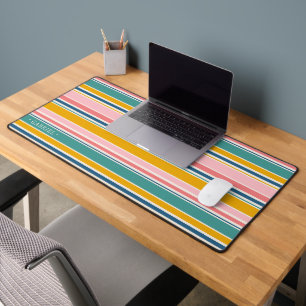 Beach Themed Colour Stripes   Add Your Name Desk Mat