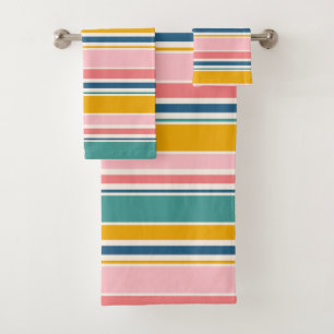 Beach Themed Colour Stripes Bath Towel Set