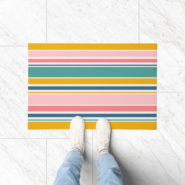 Beach Themed Colour Stripes Doormat (Indoor)