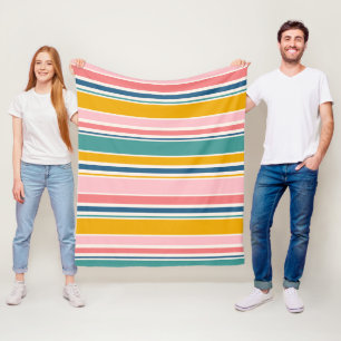 Beach Themed Colour Stripes Fleece Blanket
