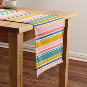 Beach Themed Colour Stripes Medium Table Runner