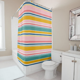 Beach Themed Colour Stripes Shower Curtain