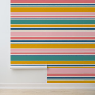 Beach Themed Colour Stripes Wallpaper