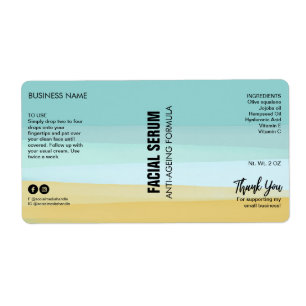 Beach Themed Dropper Bottle Serum Labels