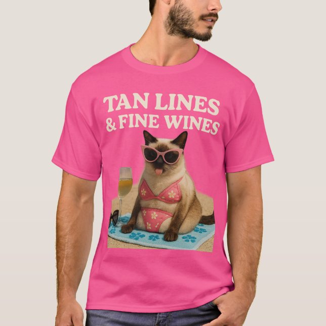 Beach themed for Siamese Cat Lovers T-Shirt (Front)