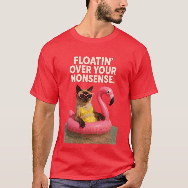 Beach themed for Siamese Cat Lovers T-Shirt (Front)