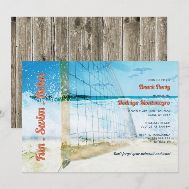 Beach Themed Graduation Party High School Casual Invitation (Front/Back)