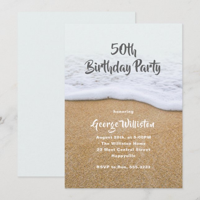 Beach Themed Guys Birthday Party Invitation (Front/Back)