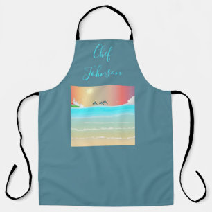 Beach Themed Personalised Apron with Dolphins