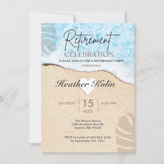Beach Themed Retirement Party Online Printable Invitation (Front)