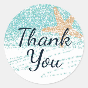 Beach themed Starfish Thank You Stickers