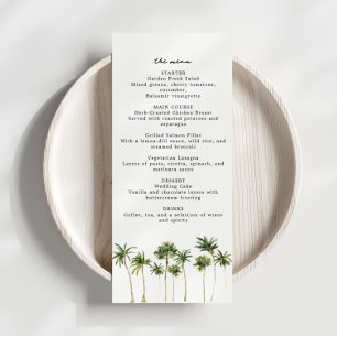 Beach Themed Watercolor Palm Tree Menu