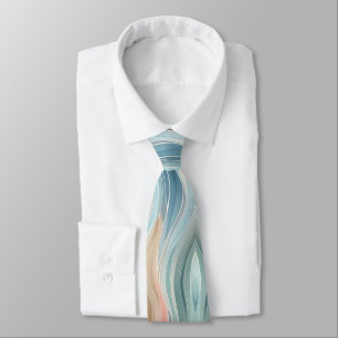 Beach Themed Watercolor Stripes Neck Tie