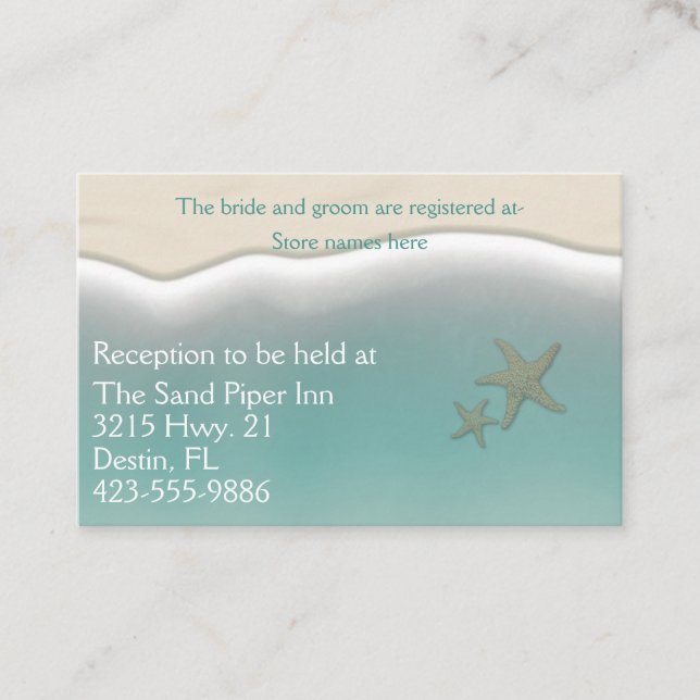 Beach Themed Wedding Business Card (Front)
