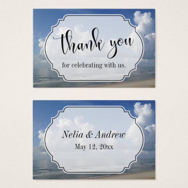 Beach-Themed Wedding Favour Thank You (Front & Back)