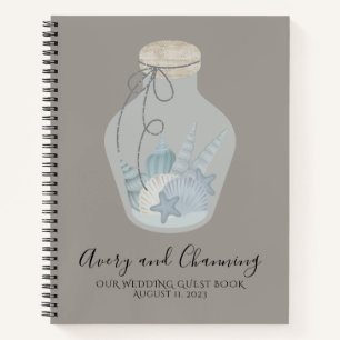 Beach Themed Wedding Guest Book with Shells