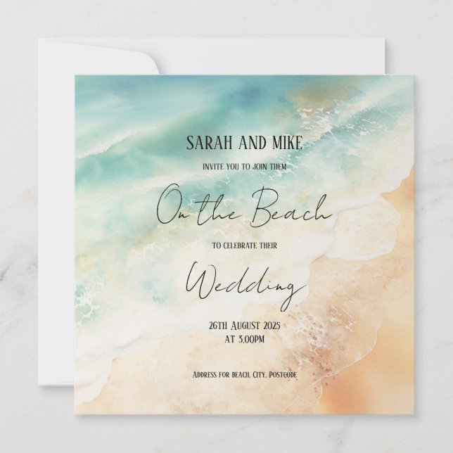 Beach themed wedding invitation (Front)