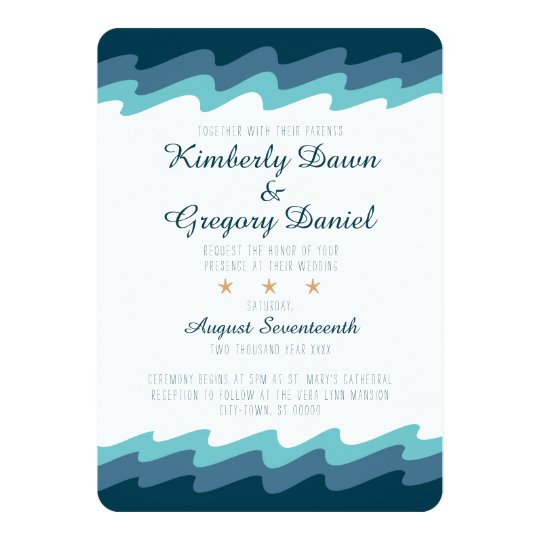 Beach Themed Wedding Invitation Blue Wave Zazzle Co Uk