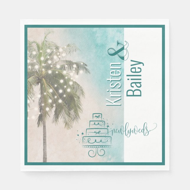 Beach Themed Wedding Paper Napkins (Front)