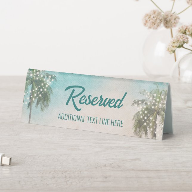 Beach Themed Wedding Reserved Tent Sign (In SItu (Table))