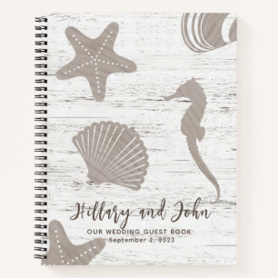 Beach Themed Wedding Wood Grain Guest Book