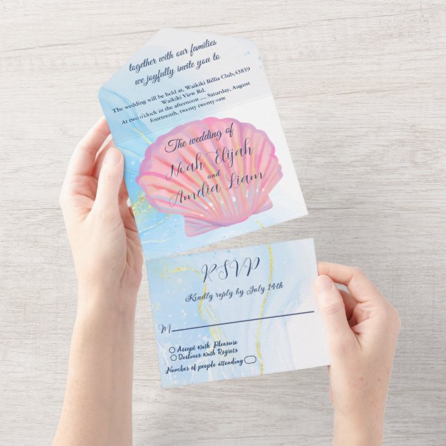 Beach-Themed Weddings  All In One Invitation (Tearaway)